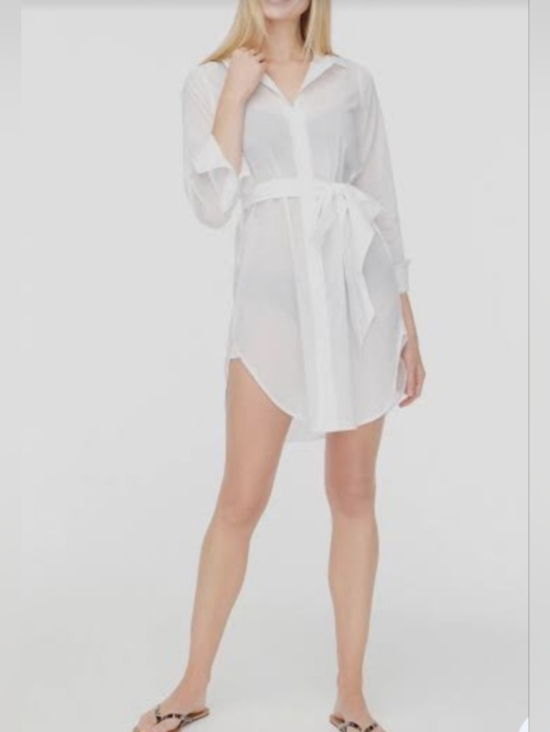 J. Crew White Swim Cover- Up Shirt Dress With Tie Waist